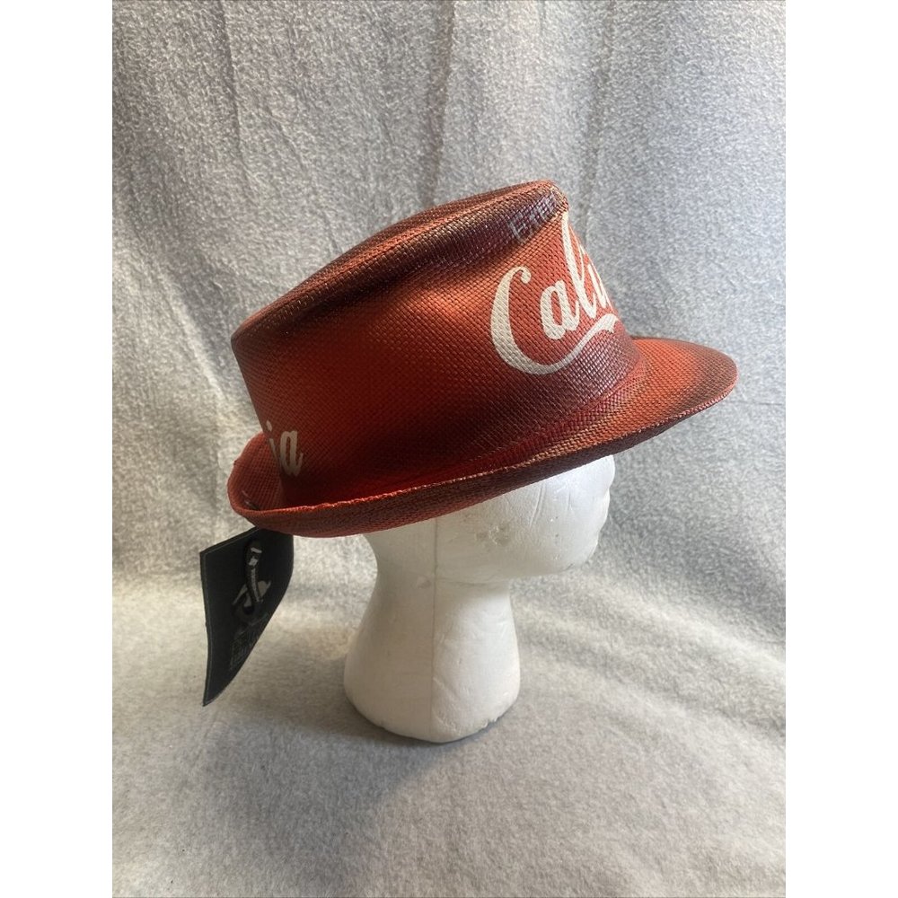 PETER GRIMM UNISEX Red Black One Size FEDORA HAT Enjoy California STRAW COKE CAP